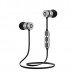 Powerton bezdrátová bluetooth sluchátka W2, s magnetickým uchycením, mikrofon, ovládání hlasitosti, černo-stříbrná, sportovní typ 
