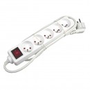 Síťový kabel 230V prodlužovací, CEE7 (vidlice)-zásuvka 5x, 5m, VDE approved, bílá, s vypínačem