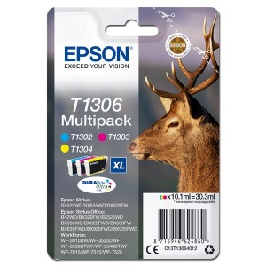 Epson originální ink C13T13064012, T1306, cyan/magenta/yellow, 30,3ml, Epson Stylus Office BX320FW