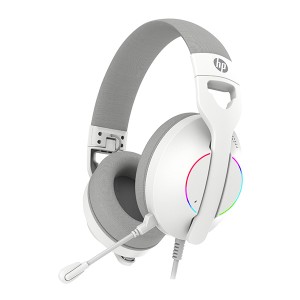 HP DHE-8003U, sluchátka s mikrofonem, drátová, bílá, 7.1 surround (virtuálně), podsvícená, USB