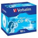 Verbatim CD-R, 43365, MusicLife PLUS, 10-pack, 700MB, 24x, 80min., 12cm, bez možnosti potisku, jewel box, Standard, pro archivaci 