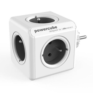 Rozbočovací zásuvka 240V, CEE7 (vidlice)-POWERCUBE, 0.1m, ORIGINAL, šedá, POWERCUBE, 5 zásuvek, dětské pojistka