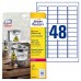 Avery Zweckform etikety 45.7mm x 21.2mm, A4, matné, bílé, 48 etiket, velmi odolné, baleno po 20 ks, L4778-20, pro laserové tiskárn