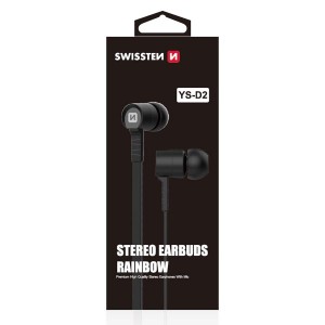 SWISSTEN YS-D2, sluchátka s mikrofonem, bez ovládání hlasitosti, černá, stereo, špuntová typ 3.5 mm jack