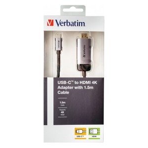 USB (3.1) hub 1-port, 49144, šedá, délka kabelu 1,5m, Verbatim, adaptér USB C na HDMI