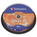 Verbatim DVD-R, Matt Silver, 43523, 4.7GB, 16x, spindle, 10-pack, bez možnosti potisku, 12cm, pro archivaci dat