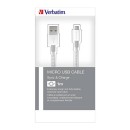 Verbatim USB kabel (2.0), USB A samec - microUSB samec, 1m, reversible, stříbrný, box, 48862