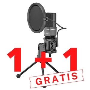 Marvo, streamovací mikrofon, MIC-03, bez regulace hlasitosti, černý, s 270&deg; otočným tripodem 1+1