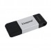 Kingston USB flash disk, USB 3.0 (3.2 Gen 1), 64GB, DataTraveler 80, černý, DT80/64GB, USB C