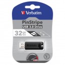 Verbatim USB flash disk, USB 3.0 (3.2 Gen 1), 32GB, PinStripe, Store N Go, černý, 49317, USB A, s výsuvným konektorem