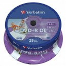 Verbatim DVD+R, 43667, DataLife PLUS, 25-pack, 8.5GB, 8x, 12cm, General, Double Layer, cake box, Wide Printable, pro archivaci dat