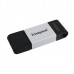 Kingston USB flash disk, USB 3.0 (3.2 Gen 1), 128GB, DataTraveler 80, černý, DT80/128GB, USB C