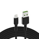 Kabel Green Cell GC Ray USB - Lightning 200cm s bílým LED podsvícením, rychlé nabíjení Apple 2.4A