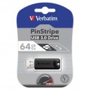 Verbatim USB flash disk, USB 3.0 (3.2 Gen 1), 64GB, PinStripe, Store N Go, černý, 49318, USB A, s vysuvnym konektorem