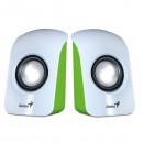 Genius reproduktory SP-U115, 2.0, 3W, bílo-zelené, regulace hlasitosti, stolní, 200Hz-18kHz