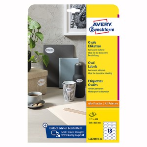 Avery Zweckform etikety 63.5mm x 42.3mm, A4, bílé, 18 etiket, snímatelné, baleno po 25 ks, L6024REV-25, pro laserové a inkoustové 