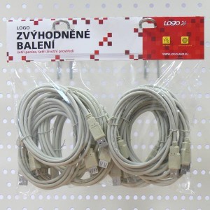 Kabel USB (2.0), USB A M- USB A F, 3m, černý, Logo, cena za 1 kus Kabel USB (2.0), USB A M- USB A F, 3m, černý, Logo, cena za 1 kus