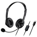 Genius HS-230U sluchátka s mikrofonem, drátová, černá, USB-C