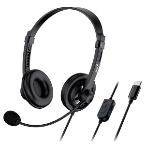 Genius HS-230U sluchátka s mikrofonem, drátová, černá, USB-C