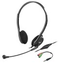 Genius HS-200C sluchátka s mikrofonem+redukce na single Jack, drátová, černá, USB
