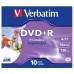 Verbatim DVD+R, 43508, DataLife PLUS, 10-pack, 4.7GB, 16x, 12cm, General, Advanced Azo+, jewel box, Wide Printable, pro archivaci 