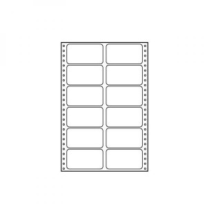 Tabelační etikety 89 x 48.8 mm, A4, dvouřadé, bílé, 12 etiket, baleno po 25 ks, pro jehličkové tiskárny