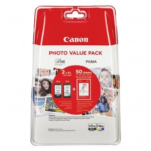 Canon originální ink PG-545 XL/CL-546 XL, PG545XL/CL546XL + 50x GP-501, black/color, 8286B006, Canon Pixma MG2450, 2555, MX495, Promo pack