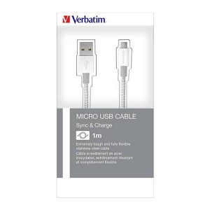 Verbatim USB kabel (2.0), USB A samec - microUSB samec, 1m, reversible, stříbrný, box, 48862