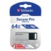 Verbatim USB flash disk, USB 3.0, 64GB, Secure Pro, stříbrný, 98666, USB A, AES 256-bit šifrování, s výsuvným konektorem