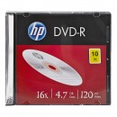 HP DVD-R, DME00085-3, 10-pack, 4.7GB, 16x, 12cm, slim case, bez možnosti potisku, pro archivaci dat
