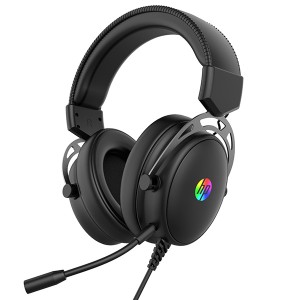 HP DHE-8005N, sluchátka s mikrofonem, drátová, černá, 2.0, podsvícená, 3.5 mm jack + USB