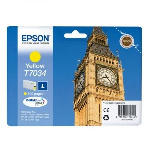 Epson originální ink C13T70344010, L, yellow, 800str., Epson WorkForce Pro WP4000, 4500 series