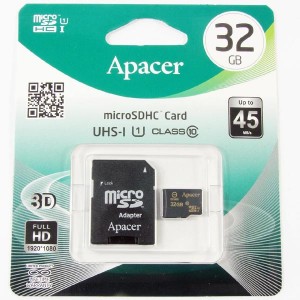 Apacer paměťová karta Secure Digital, 32GB, micro SDHC, AP32GMCSH10U1-R, UHS-I U1 (Class 10), s adaptérem