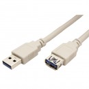 Kabel USB (2.0), USB A M- USB A F, 3m, šedý