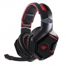 RED FIGHTER H4, 2.4Ghz herní bezdrátová sluchátka, ovládání hlasitosti, černo-červená, podsvícená, USB dongle