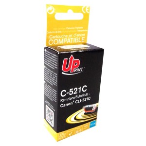 UPrint kompatibilní ink s CLI521C, cyan, 450str., 10ml, C-521C, s čipem, pro Canon iP3600, iP4600, MP620, MP630, MP980