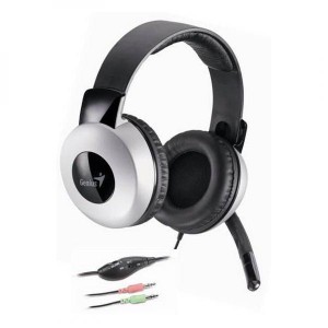 Genius HS-05A, sluchátka s mikrofonem, ovládání hlasitosti, černo-stříbrná, 2x 3.5 mm jack