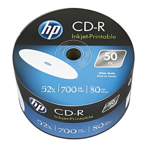 HP CD-R, CRE00070WIP-3, 69301, Printable, 50-pack, 700MB, 52x, 80min., 12cm, bulk, pro archivaci dat