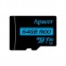 Apacer paměťová karta Secure Digital, 64GB, micro SDXC, AP64GMCSX10U7-R, UHS-I U3, V30, s adaptérem
