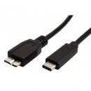 Kabel USB (3.1), USB micro B M- USB C M, 1m, kulatý, černý, plastic bag