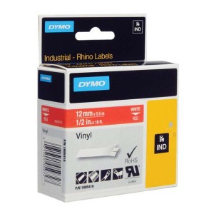 Dymo originální páska do tiskárny štítků, Dymo, 1805416, bílý tisk/červený podklad, 5.5m, 12mm, RHINO vinylová profi D1