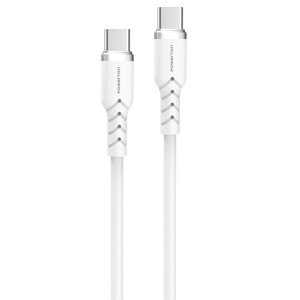 Powerton ENERGY WHITE EDITION Kabel USB-C, 100W, 1m, silikonový, bilý