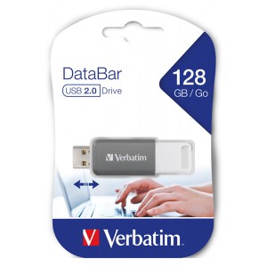 Verbatim USB flash disk, USB 2.0, 128GB, DataBar, šedý, 49456, pro archivaci dat