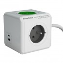 Síťový kabel 250V wireless charger, CEE7 (vidlice)-USB A+C, 1.5m, EXTENDED USB, bílý, POWERCUBE, 2x USB port, 4 zásuvky, dětské po