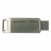 Goodram USB flash disk, USB 3.0 (3.2 Gen 1), 128GB, ODA3, stříbrný, ODA3-1280S0R11, USB A / USB C, s otočnou krytkou