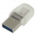 Kingston USB flash disk OTG, USB 3.0 (3.2 Gen 1), 64GB, DataTraveler microDuo 3C, stříbrný, DTDUO3C/64GB, USB A / USB C, s krytkou