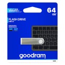Goodram USB flash disk, USB 2.0, 64GB, UUN2, stříbrný, UUN2-0640S0R11, USB A, s poutkem