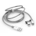Verbatim USB kabel (2.0), USB A samec - microUSB samec + Apple Lightning samec, 1m, stříbrný, box, 48869, 2 in 1 - nastavitelná ko