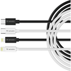 Verbatim USB kabel USB C samec - Apple Lightning samec, 27W, 1m, černo-bílá, box, 32392