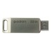 Goodram USB flash disk, USB 3.0 (3.2 Gen 1), 32GB, ODA3, stříbrný, ODA3-0320S0R11, USB A / USB C, s otočnou krytkou